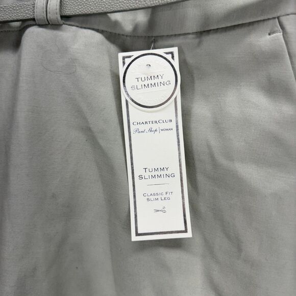 New Charter Club Dress Pants Women 24W Plus Gray Pleated High Rise Slimming - Picture 3 of 9